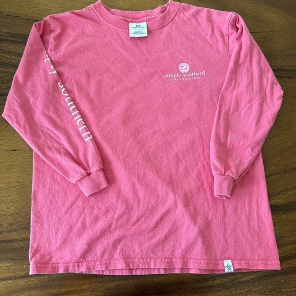Simply Southern Kids Tie-Dye Crab Pink Long Sleeve Tee Size M - Picture 2 of 4